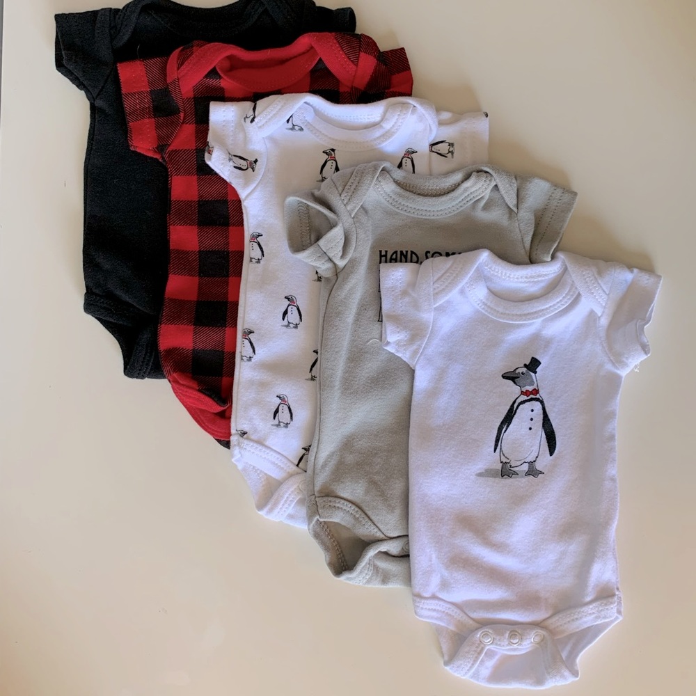 Preemie Baby Boy Onesie Set of 5